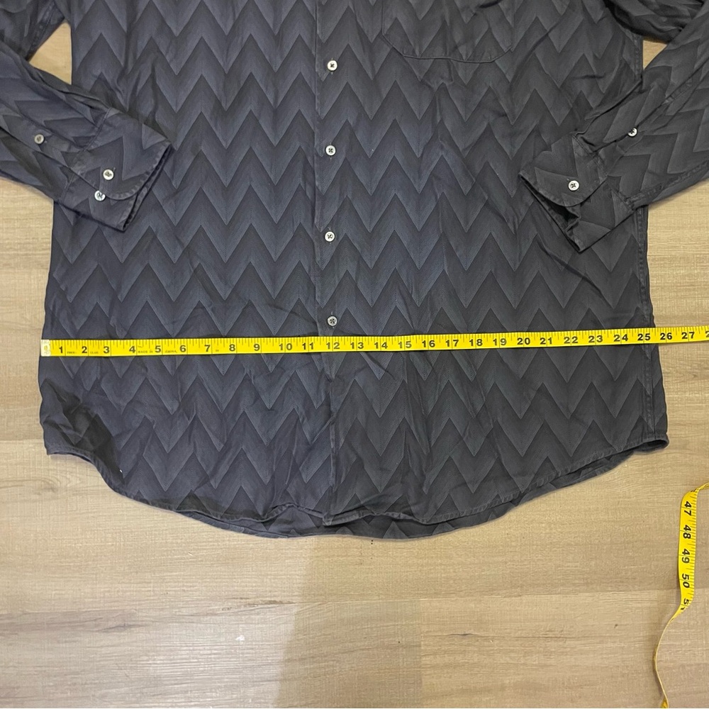 Zanella navy blue chevron cotton dress shirt - Picture 6 of 10